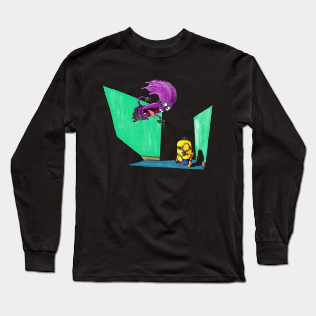 Homicidal Psycho Purple Minion Long Sleeve T-Shirt by DeadHand